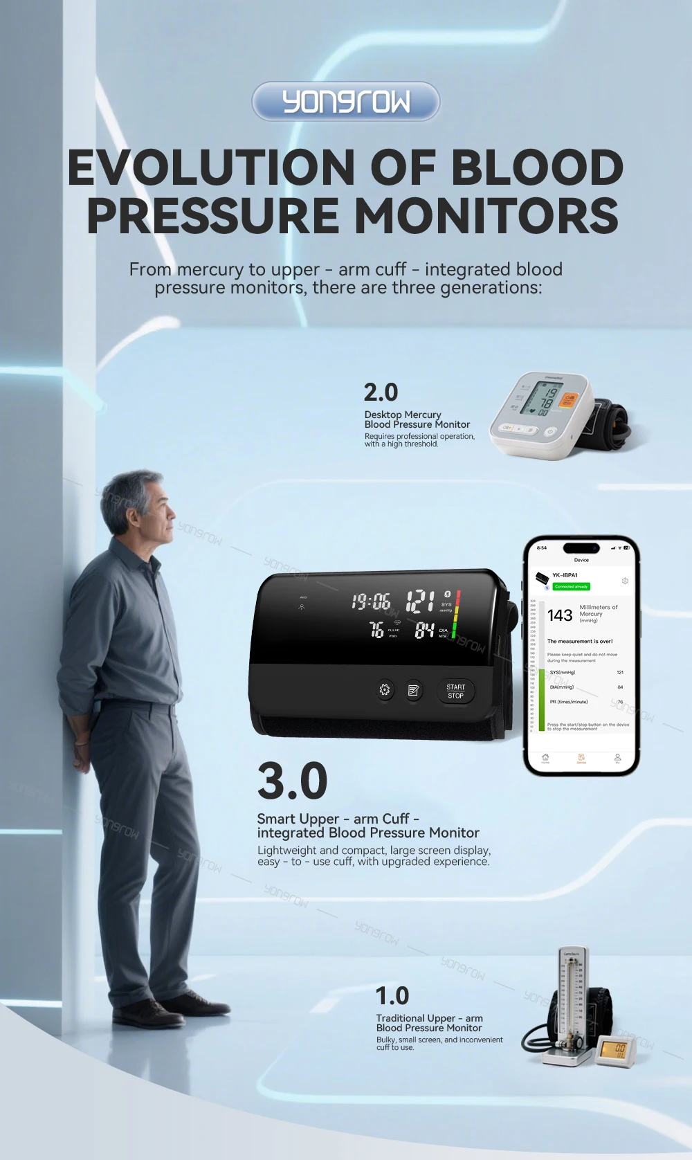 Yongrow Upper Arm Blood Pressure Monitor Heart Rate Digital LED Display Rechargeable Tonometer Portable Large Screen App Link 1 Yongrow Upper Arm Blood Pressure Monitor Heart Rate Digital LED Display Rechargeable Tonometer Portable Large Screen App Link