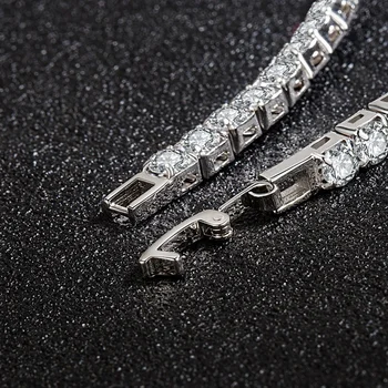 S925 Sterling Silver Bracelet Zirconia Tennis Ball Women Fashion Simple Engagement Wedding Charm Jewelry 4mm 16-20cm 4