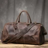ROOG Premium Vintage Leather Tote Bag - Rugged First Layer Cowhide, Large Capacity Duffle for Travel, Stylish Crossbody 4