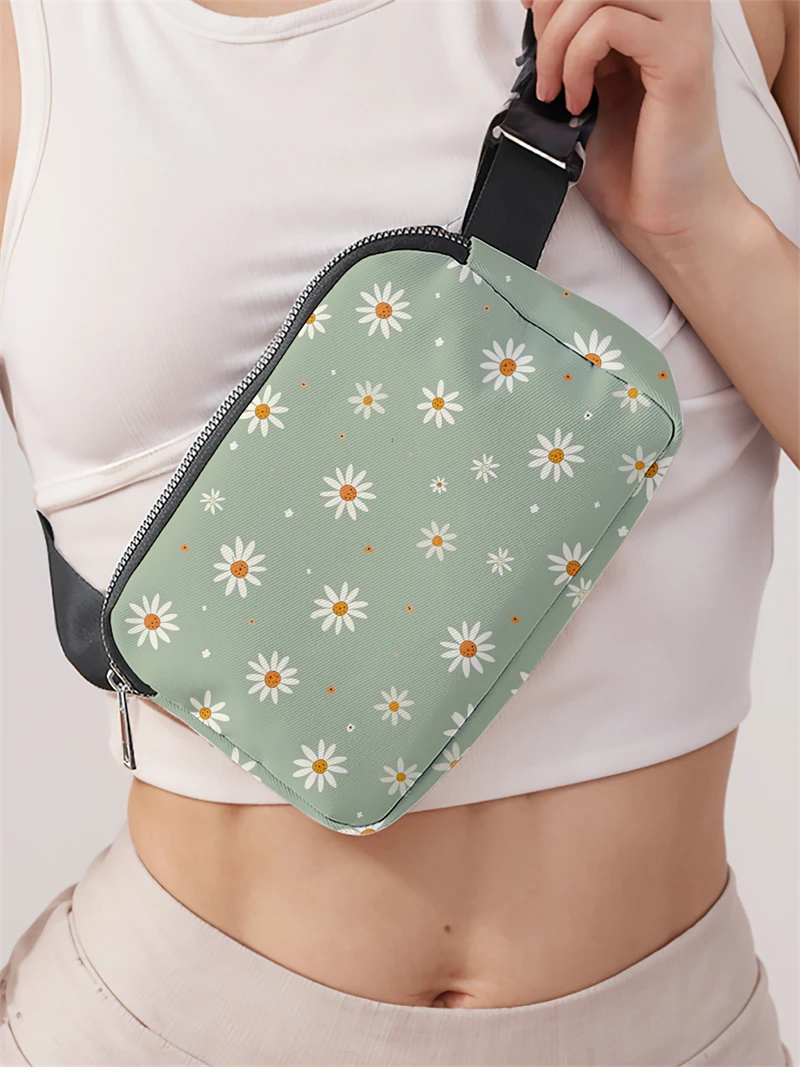 1pc,green daisy fashionable adjustable crossbody bag, neutral sports waist bag, suitable for running
