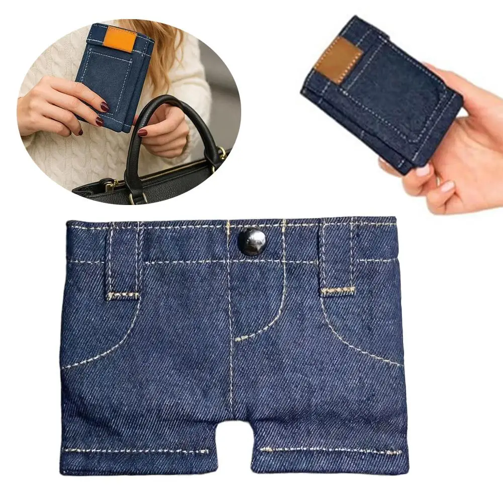 Pocket Pants Mini Jeans Wallet,Foldable Jeans Shaped Change Bag Card Holder Wallets,Portable Retro Pants Style Wallets 6