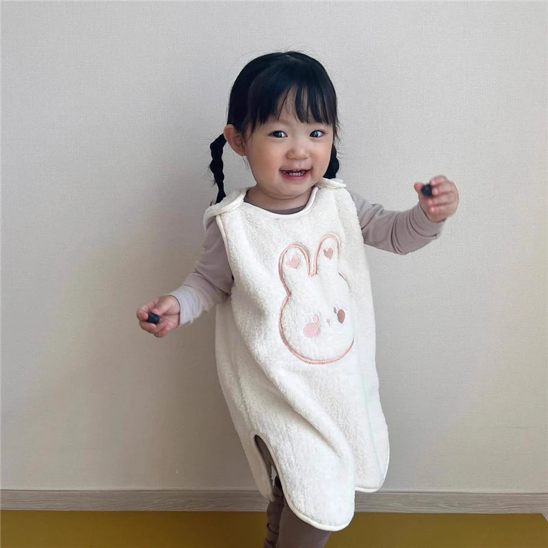 Kids Sleeping Bag Cartoon Baby Thick Warm Fleece Blanket Sleepers Soft Anti-kick