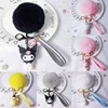 Hello Kitty Sanrio Kuromi Penguin Frog Dog Cat Cute Keychains with Fluffy Rabbit Fur Ball Women Girl Bag Pendant Keyring Gifts 4