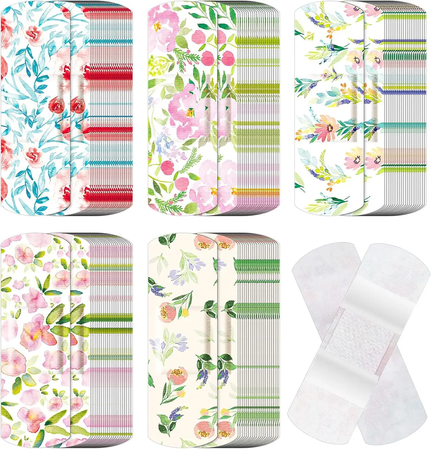 10pcs/set Kawaii Children Cute Cartoon Art Flower Elastic Cloth Band Aid Boy Girl Colored Cute Bandage Strips Bandaids Patches