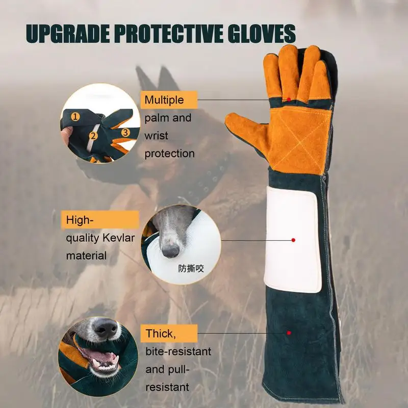 Animal Handling Gloves Reinforced Leather Bite Sleeve Dog Training For Large Dogs Bite Proof Animal Gloves For Cat Dog Bird