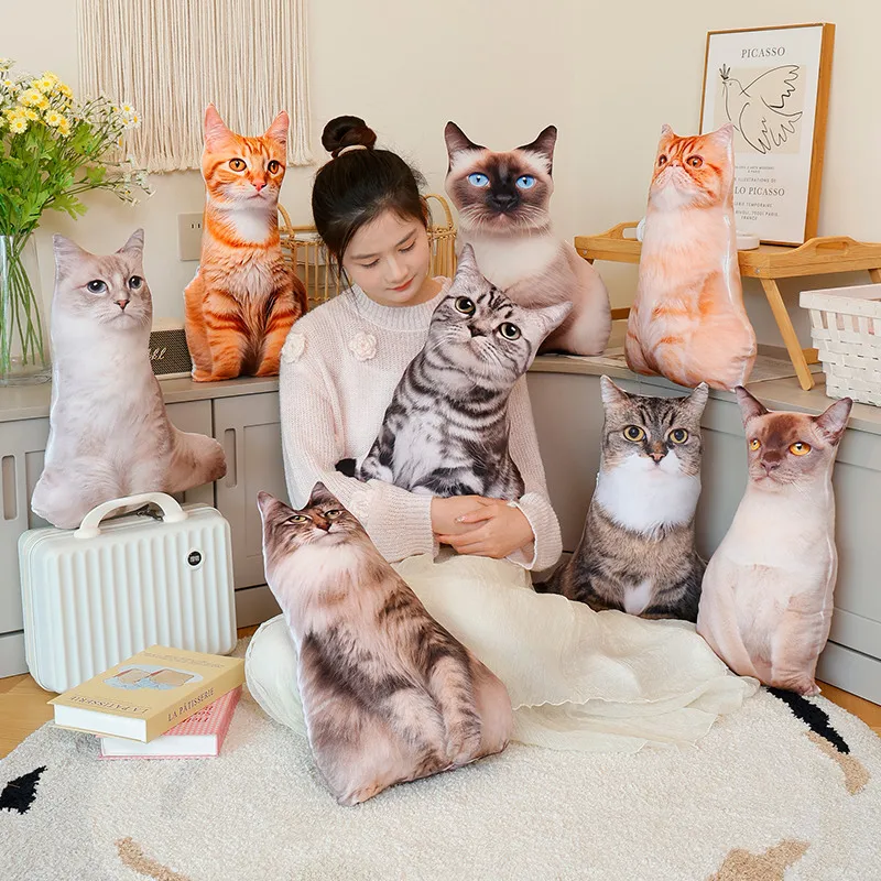 Soft Cartoon Cat Plush Toy Stuffed Kawaii Animal Cushion