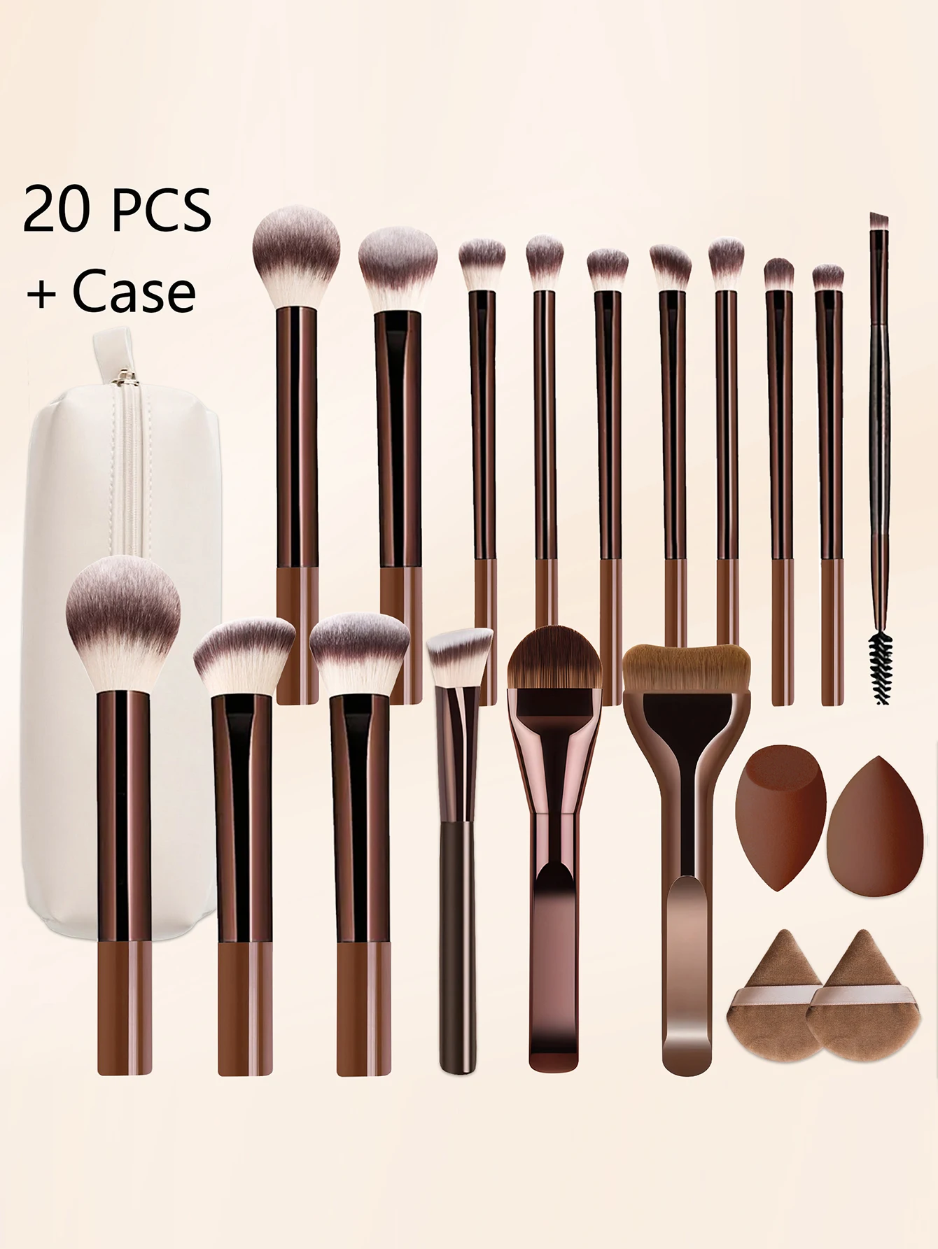 Ultimate 20-Piece Cruelty-Free Vegan Makeup Brush Set with Case – Soft Bristles for Foundation, Powder, Blush, Concealer, and Eyeshadow
