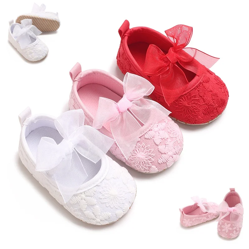Cute lace 0-18M baby girl princess shoes moccasins moccas shoes butterfly flower decoration soft sole anti slip for children
