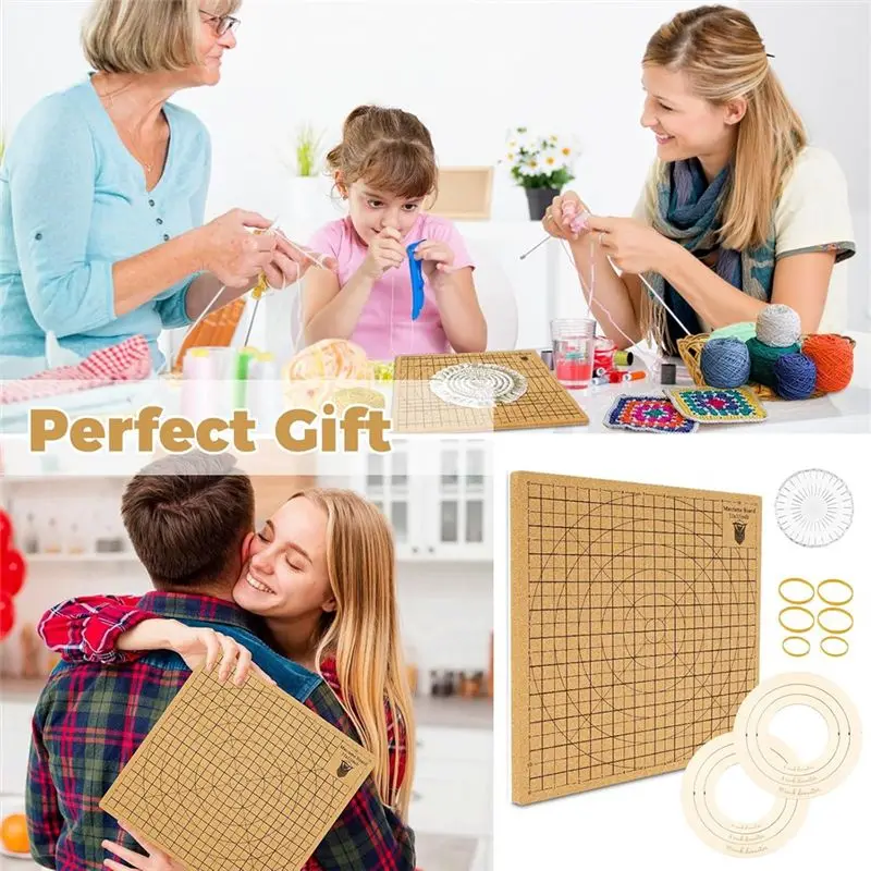 YLS-마크라메 보드 및 핀, 12X12인치 마크라메 프로젝트 보드, 팔찌 스카프 공예용 마크라메 공예 보드