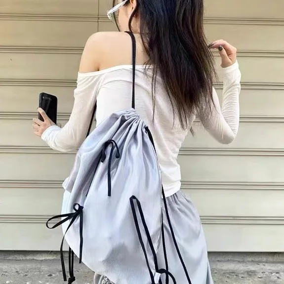 

Популярные японские школьные ранцы в стиле преппи с милой звездой для мужчин и женщин в стиле Харадзюку Y2k, универсальные рюкзаки на шнурке, повседневные ранцы