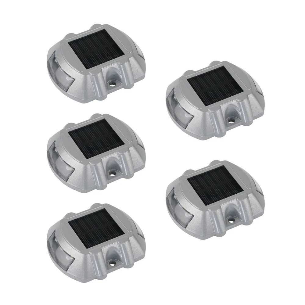 5pcs/lot IP68 Waterproof LED Solar Powered Road Stud Reflective Ground Light Warning Lamp Constant ON Type