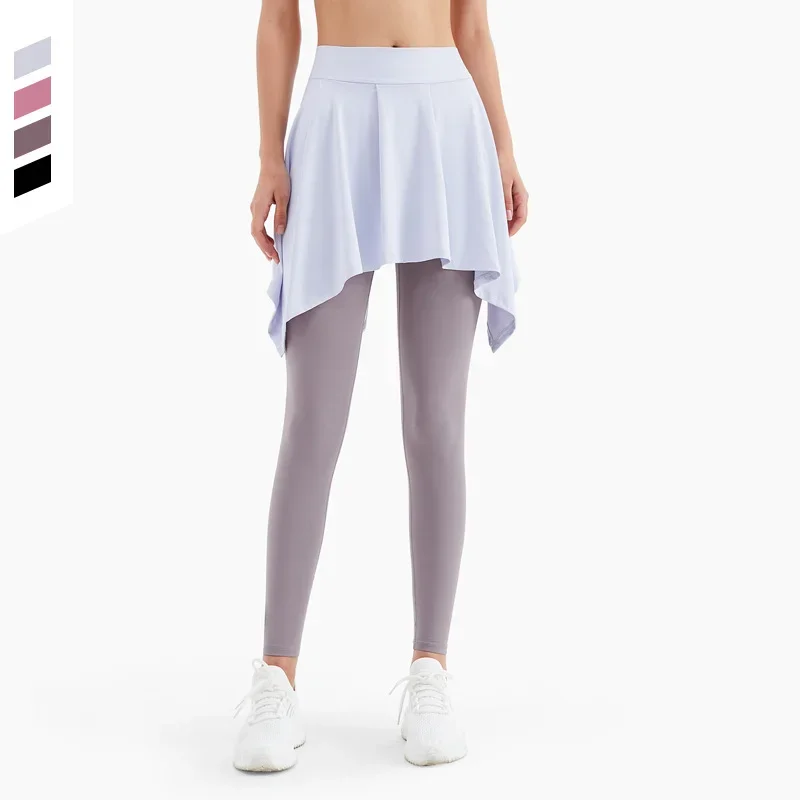 

New Women's Skirt Sports Lulu Yoga Anti Shining Strap One piece Skirt Wrapped with Hip Covering Scarf Dance Yoga Dress