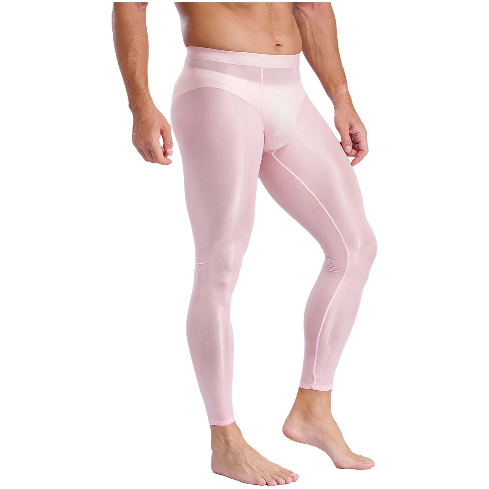 Mens Stretchy Ultra-Thin Leggings Ice Silky Yoga Fitness Leggings Bulge Pouch Tights See Through Pants for Gym Sports Workout Sf7fbc13058f445b38959878d0d5bafc5C