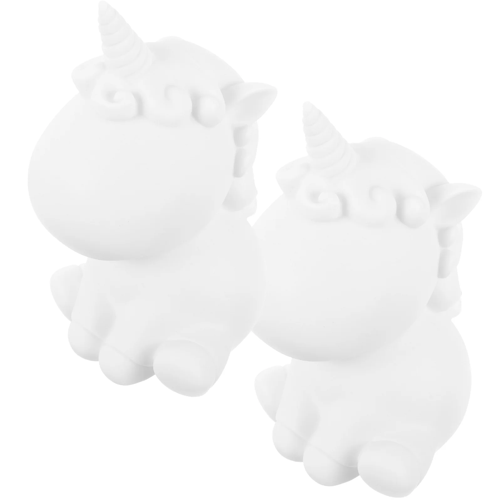 

2 Pcs White Embryo Unicorn Small DIY Dolls Painting Crafts Baby Unfinished Playthings Toys for Plastic Material