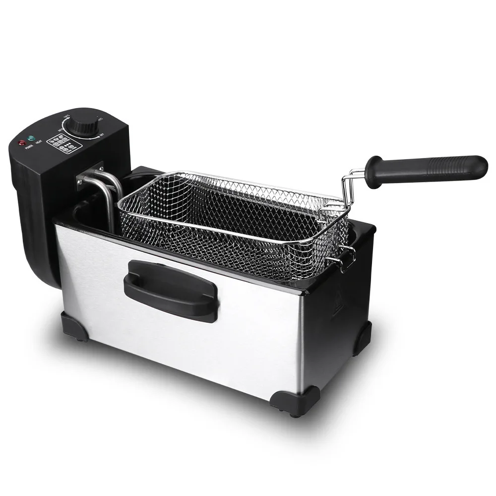 110V220V Electric Deep Fryer 2.5L French Frie Machine Oil Hot Pot Fried Chicken Grill Adjustable Thermostat Oven 6