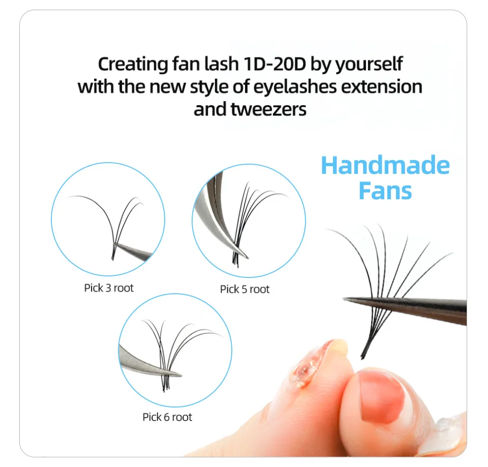 AGUUD 16Rows Eyelash Extensions Individual 5-25mm Faux Mink Russian Volume Lashes Black Cashmere Eyelashes For Extension Makeup