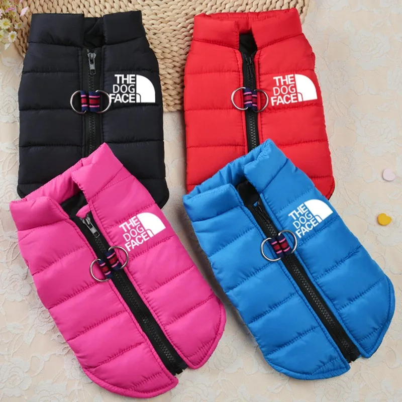 Winter Pet Dog Clothes Cotton Dog Coat Jacket Pet Jacket For Small Medium Dogs Vest Zipper Yorkshire Chihuahua Clothing Tow Ring Ropa Perro
