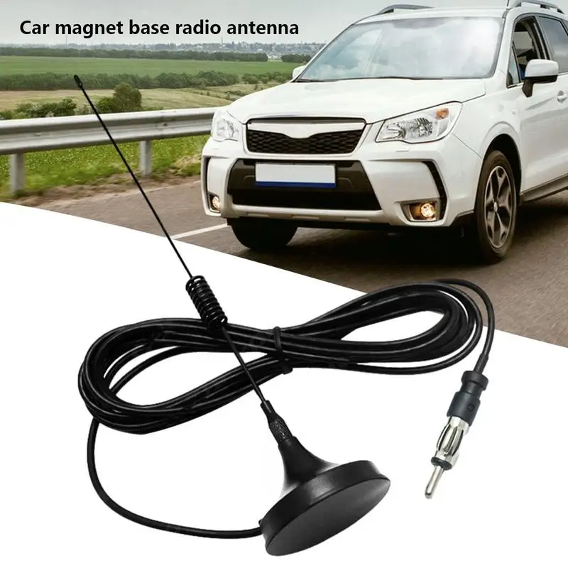 

Car Antenna Black FM Radio Antenna With Magnet Base 3M Auto Antenna Replacement Improve Receiving Range Signal Enhancement