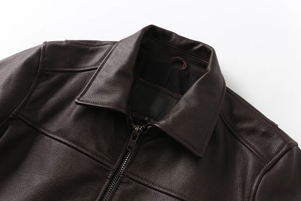 Description Picture 6 of itemMen Leather Jacket 100% Real Cowhide Black Brown Men's Genuine Leather Coat Male Skin Clothing Autumn Spring Asian Size M601