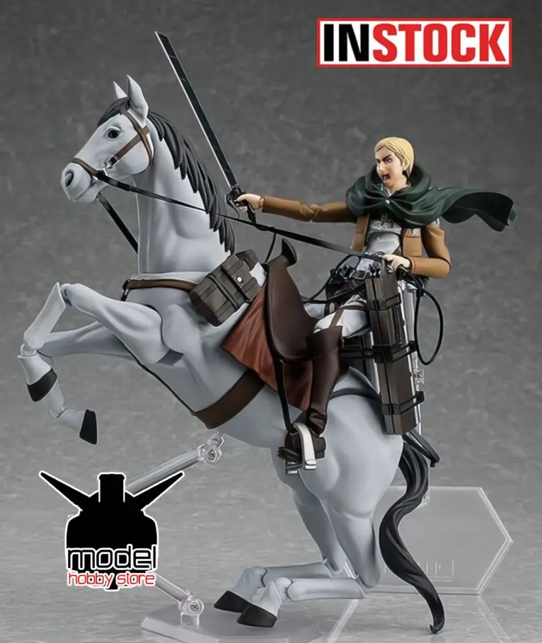 Originale Figma 446 Attack On Titan Erwin Smith Con Cavallo Action Figure In Pvc Modello Di Giocattolo Anime