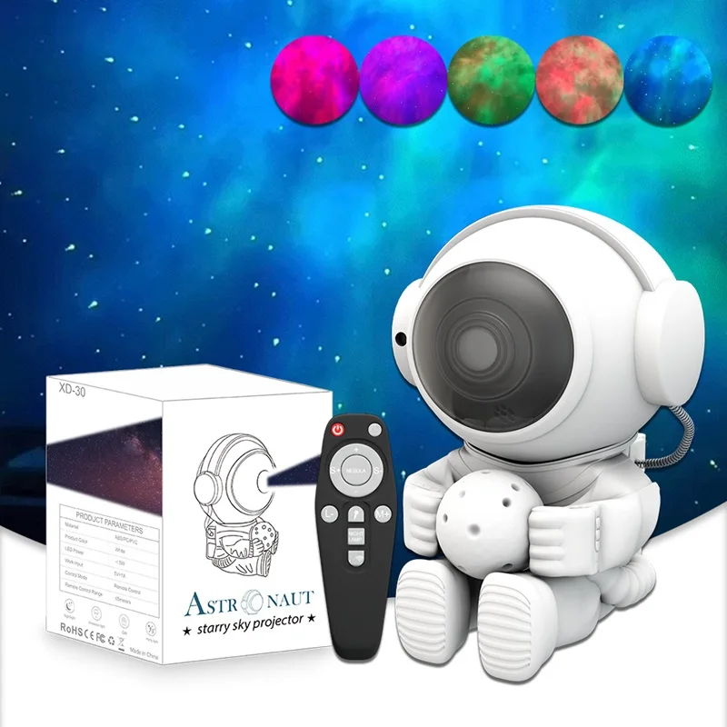 

Mini Astronaut Shaped Colorful Starry Sky Projection Music Night Light For Children's room Adult Bedroom Gift Decorative Light