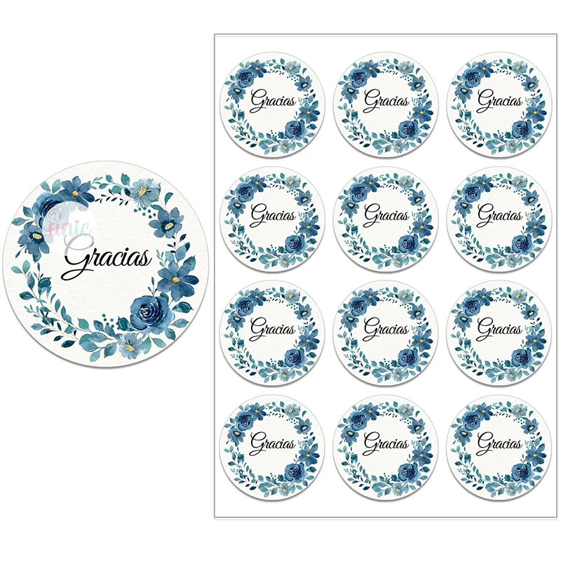 thumbnail image 1 of Gracias Gracias Marco Floral Etiqueta Autoadhesiva Sello Etiqueta Fiesta Navidad Boda Acción de Gracias Pegatina Decoración, 1 of 5