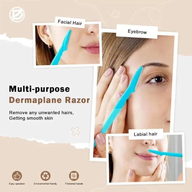 Women's Eyebrow & Facial Razor Multipurpose Dermaplaning Tool with Precision Cover Exfoliating Safety Beauty Care eyebrow razor set eyebrow razor