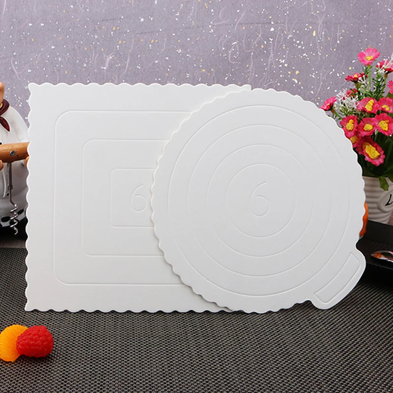 6inch 5pcs White Mousse Mat Bottom Square Cake Boards Round Dessert Cake Display Tray Biscuit Decoration Bottom Shop