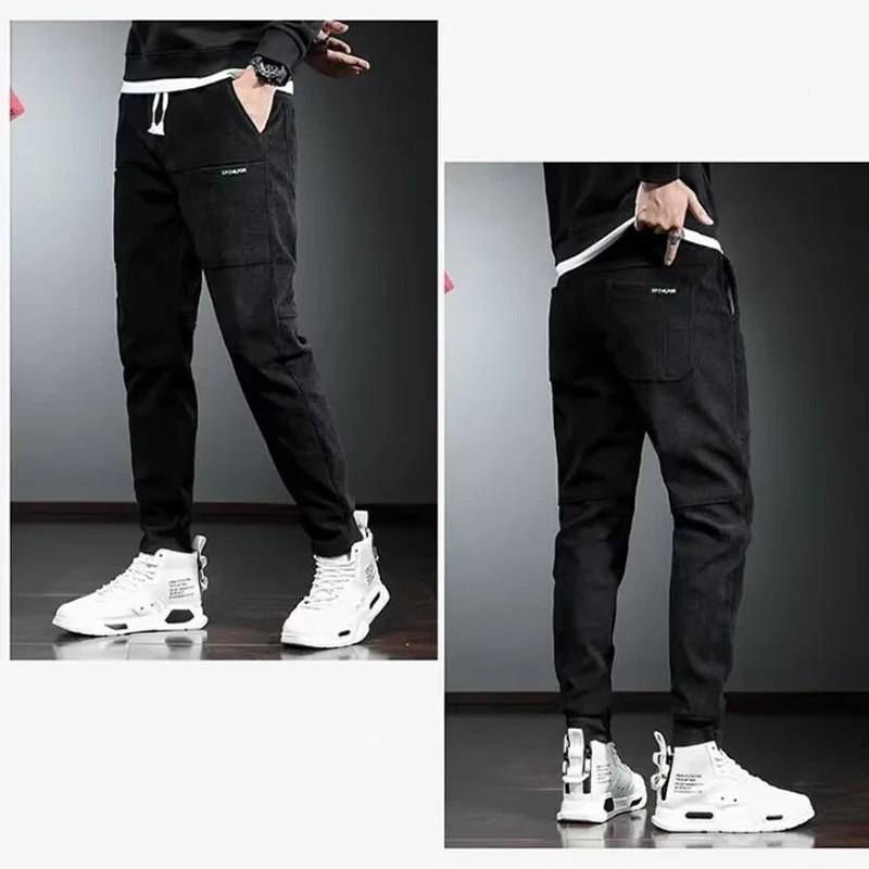 Autumn Winter Men's Stylish Thermal Corduroy Pants Comfortable Plush Narrow Leg Trousers Daily Elastic Waist Straight Leg Pants 4