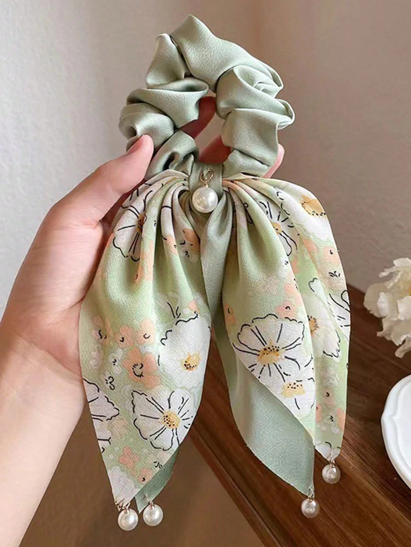 1/2/4 Stück neues modisches Damen-Haarband, Knotenband-Stirnband mit Kunstperlen und Blumenmuster, Boho-Zubehör – Detail 3