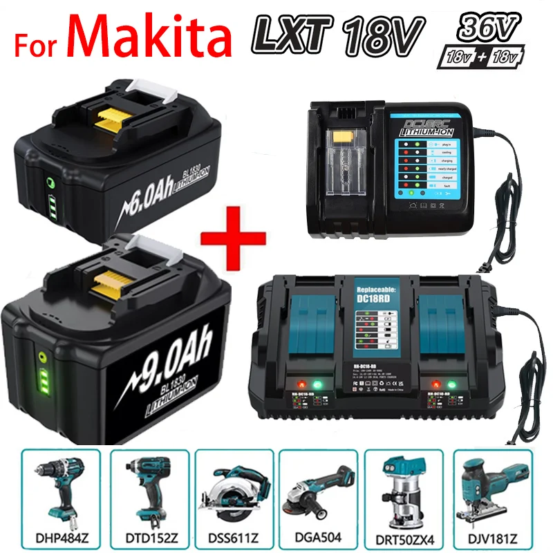 Аккумулятор BL1860 для Makita 18 в, перезаряжаемая литий-ионная батарея BL1850B BL1860b для Makita 18 в, зарядное устройство, электроинструмент BL1830 BL1840 LXT400