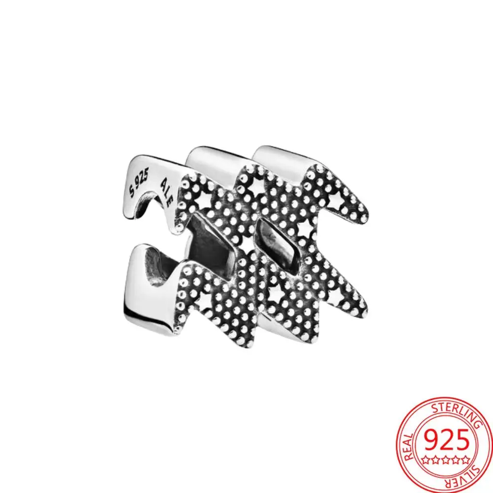 

925 Sterling Silver Sparkling Aquarius Charm Fit Pandora Women's Bracelet DIY Jewelry