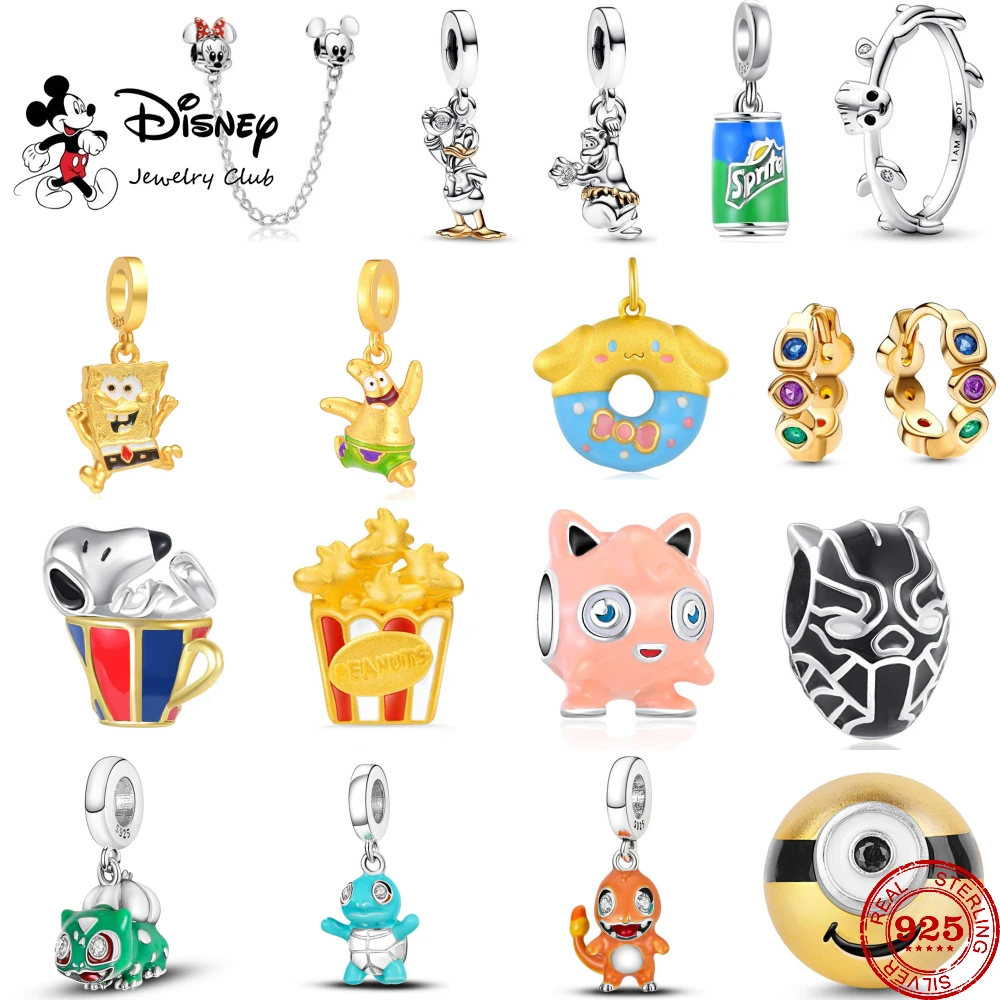 925 sterling silver Disney Donald Duck Minnie Mickey Pendant Charms Beads Fit Original Pandora Bracelet DIY Jewelry
