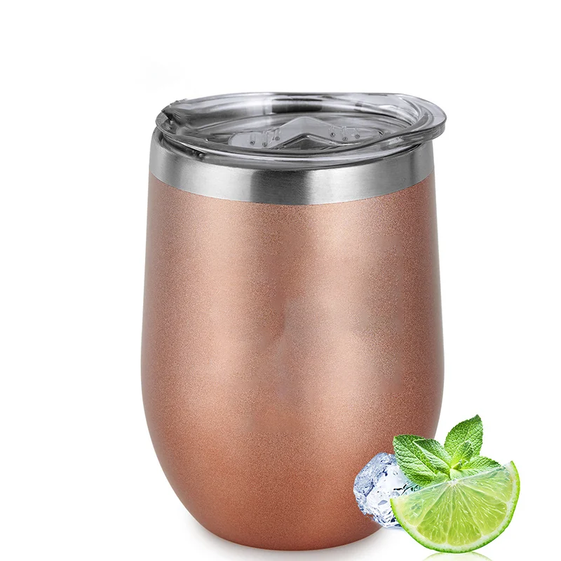 Insulated Stainless Steel Stemless Tumblers with Lids, 12 Oz