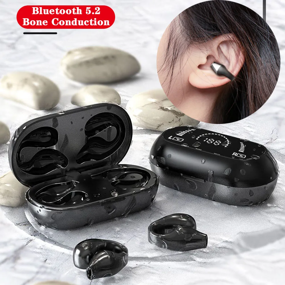 

TWS Wireless Headphones Bluetooth 5.2 Bone Conduction Earphones Earclip Design Touch Control Earbuds Sports Headset for Phones
