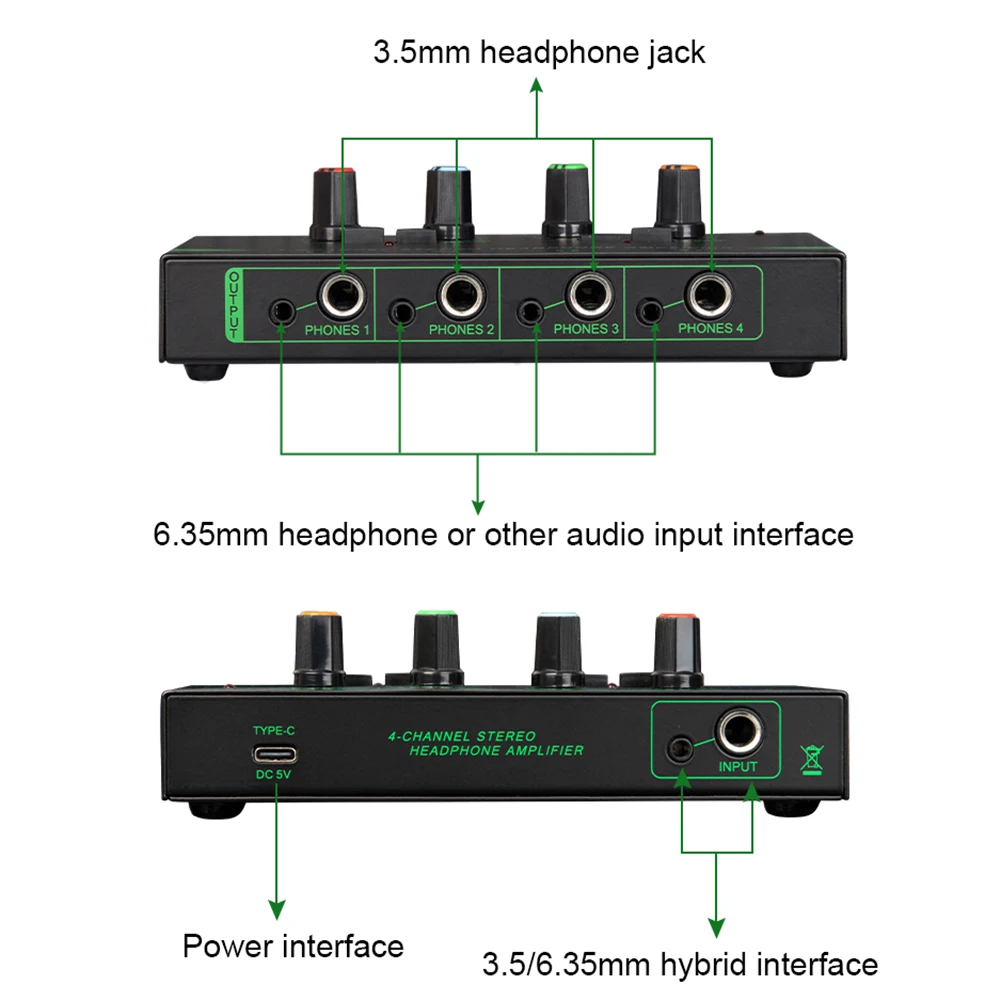 4/6 Channels Stereo Headphone Amplifier In-Ear Monitoring System Mini Portable Earphone Splitter Ultra Low-Noise Audio Mixer