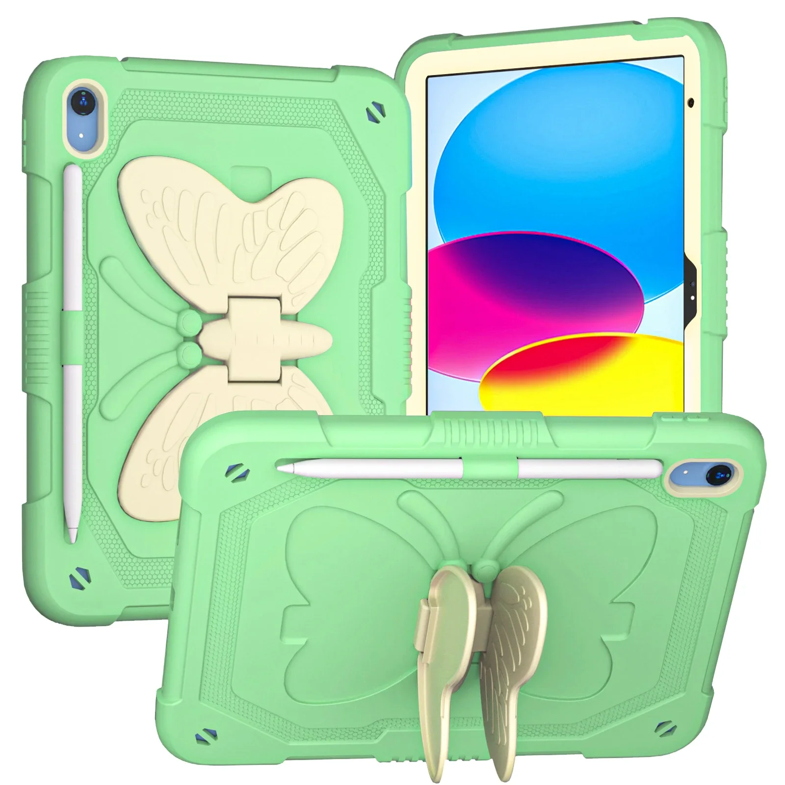Custodia Antiurto Per IPad Con Maniglia Farfalla - Adatta A 9.7, 10.2, 10.5, 11 Pollici