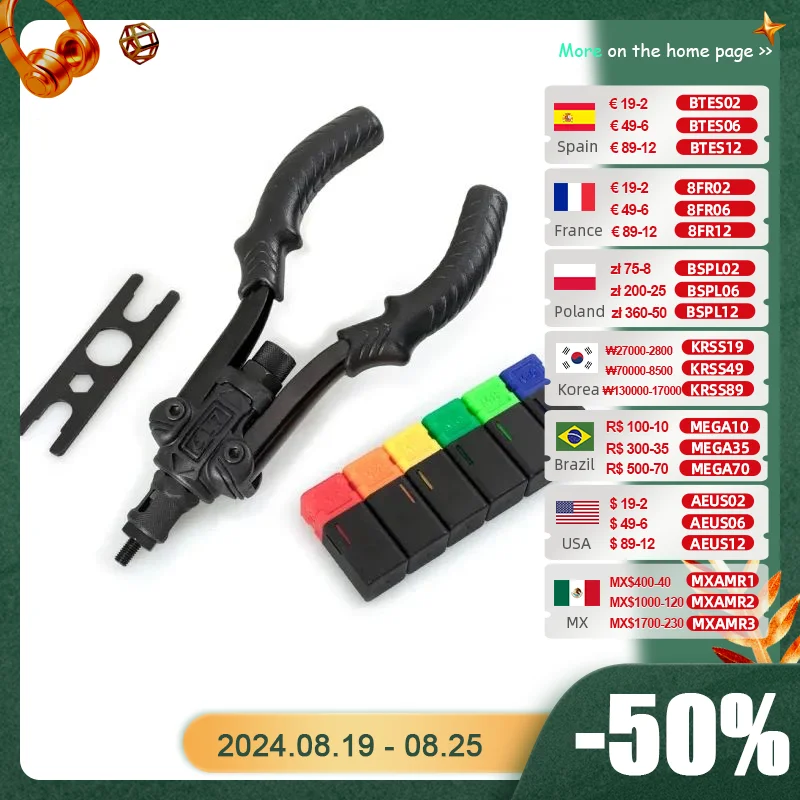 Professional Rivet Setter Kit Hand Threaded Rivet Nut Tool with 6 Metric Mandrels M3 M4 M5 M6 M8 M10 HT2886 rivet nut tool