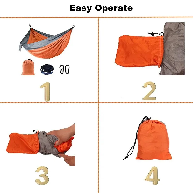 Single Person Portable Outdoor Camping Hammock camping hammock With Nylon Color Matching Hammock High Strength Parachute Fabric Hanging Bed