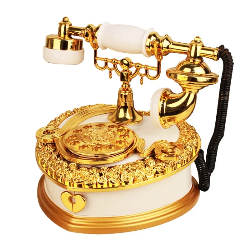 Vintage phone, music box, clock, music box, classical jewelry European photography props