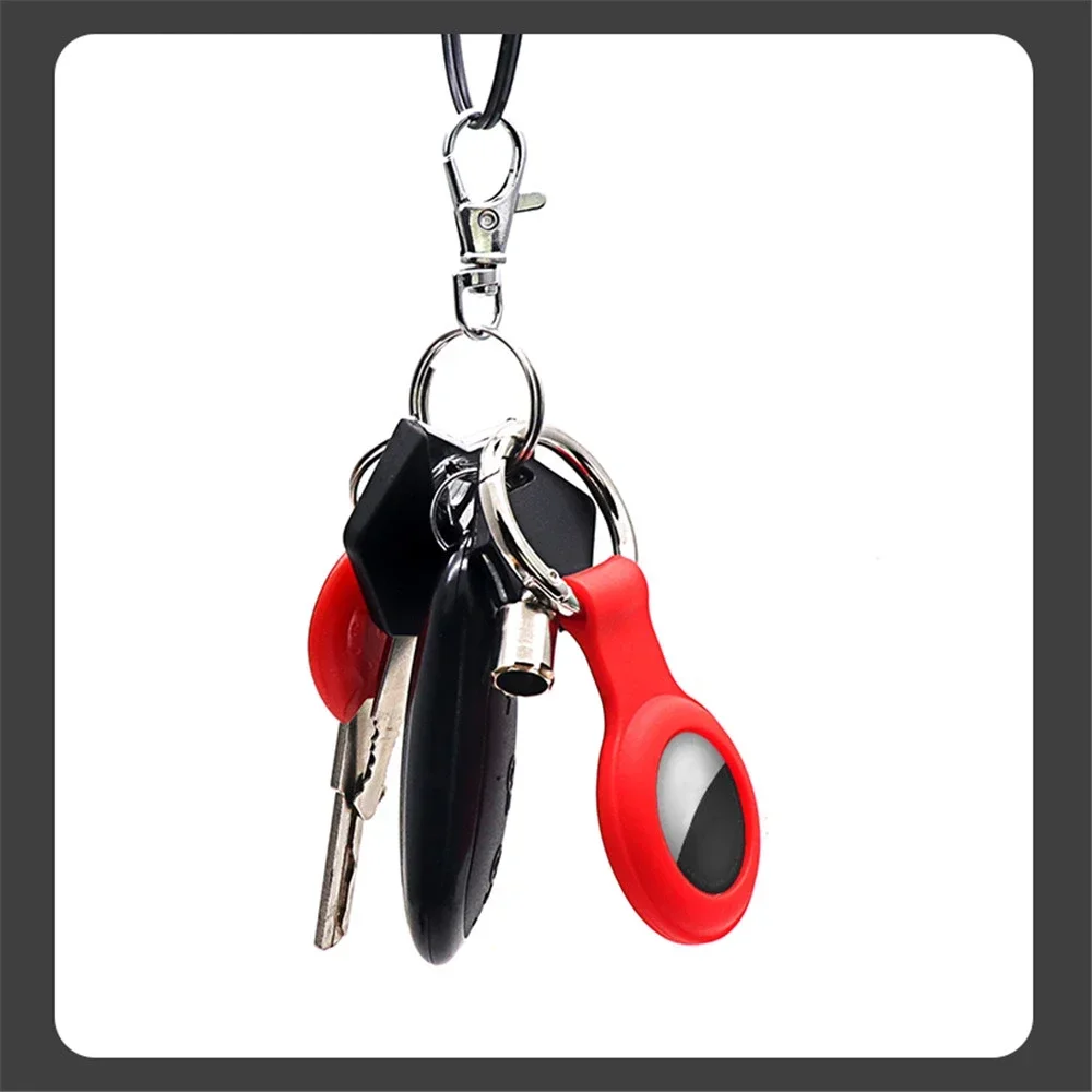 Silicone Airtag Case Cover for Apple Airtags Liquid Silicone Protective Shell Tracker Accessories Anti-scratch Sleeve Keychain