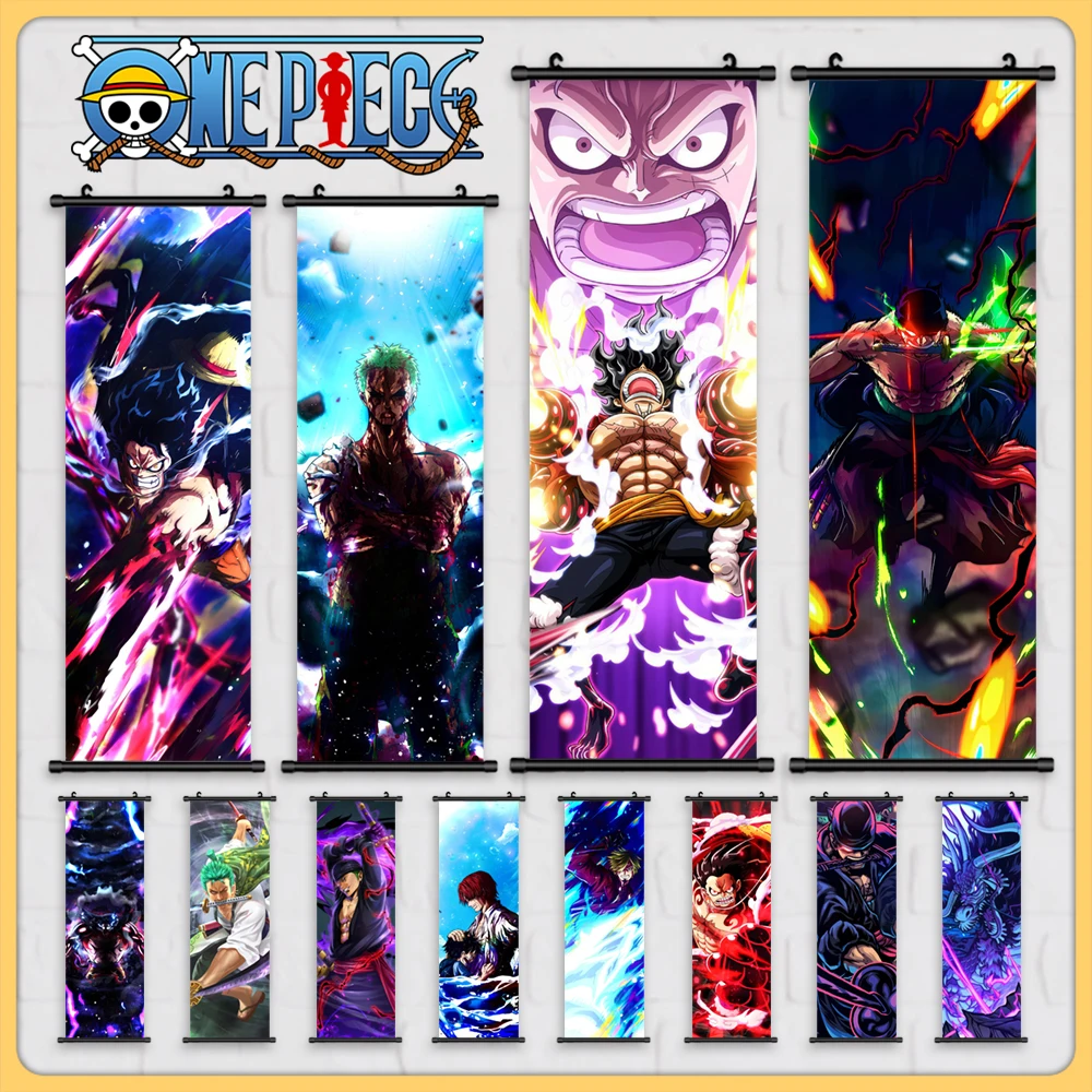 

Аниме One Piece Wall Art Luffy Холст Картина Зоро Висячие свитки мультфильм Модульная картина плакат для домашнего декора