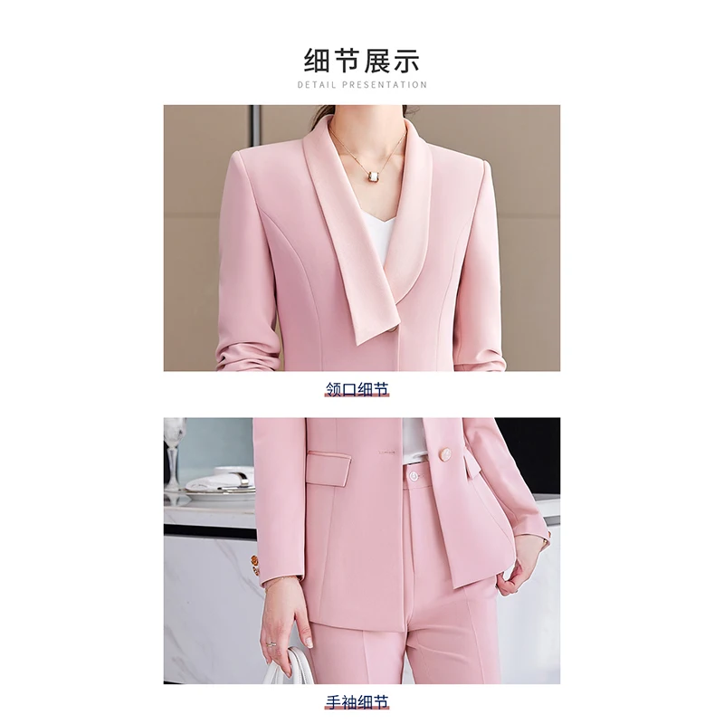 Fashion Light Purple Suits Women Spring Casual Temperament 2022 New Design Business Blazer And Pants Office Ladies Work Wear