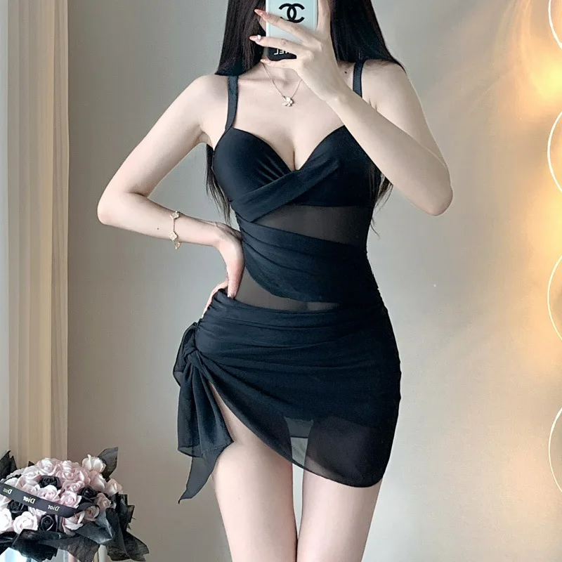 One Piece Swimsuit Women Swimwear Women in Summer Hot Spring Conservative Personality Retro One-piece Covering Belly Slimming Beach Gathering Swimsuit