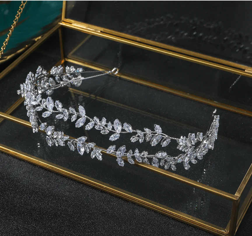 Braut Stirnbänder Hochzeit Kopfschmuck Zirkonia CZ Braut Tiaras Diadem Frauen Mädchen Haarband Party Prom Haar Schmuck Kopfschmuck – Detail 34