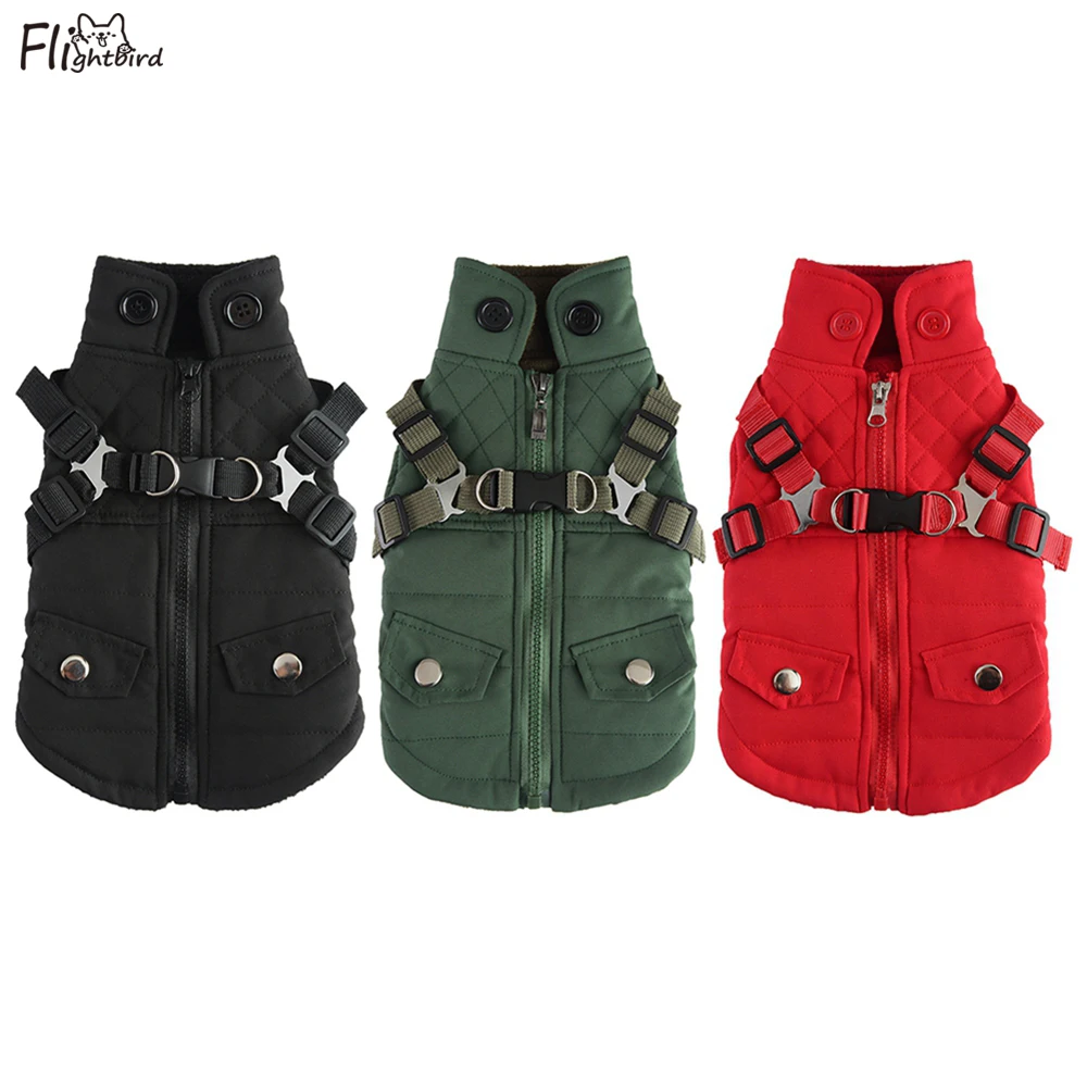 

Waterproof Dog Jacket With Harness Pet Clothes Puppy Winter Warm Dogs Clothing Vest For Small Dogs Chihuahua Pug Shih Tzu Coat