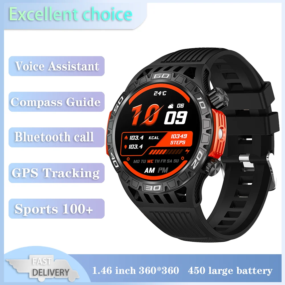 

Xiaomi Mijia LED Flashlight Smart Watch Men Compass Fitness Tracker Voice Assistant Bluetooth Calls Health Monitor Men's Watches