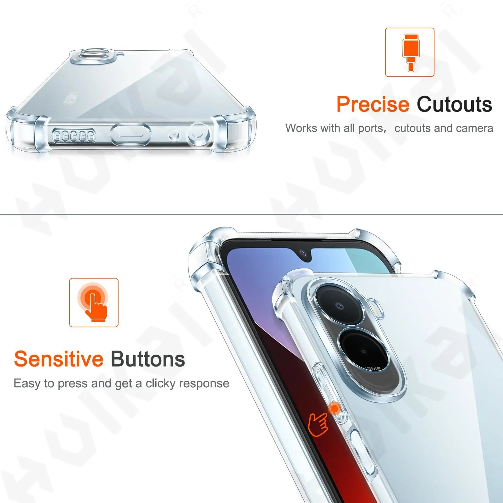 Transparent Soft TPU Protective Case with Corner Bumper Cushion