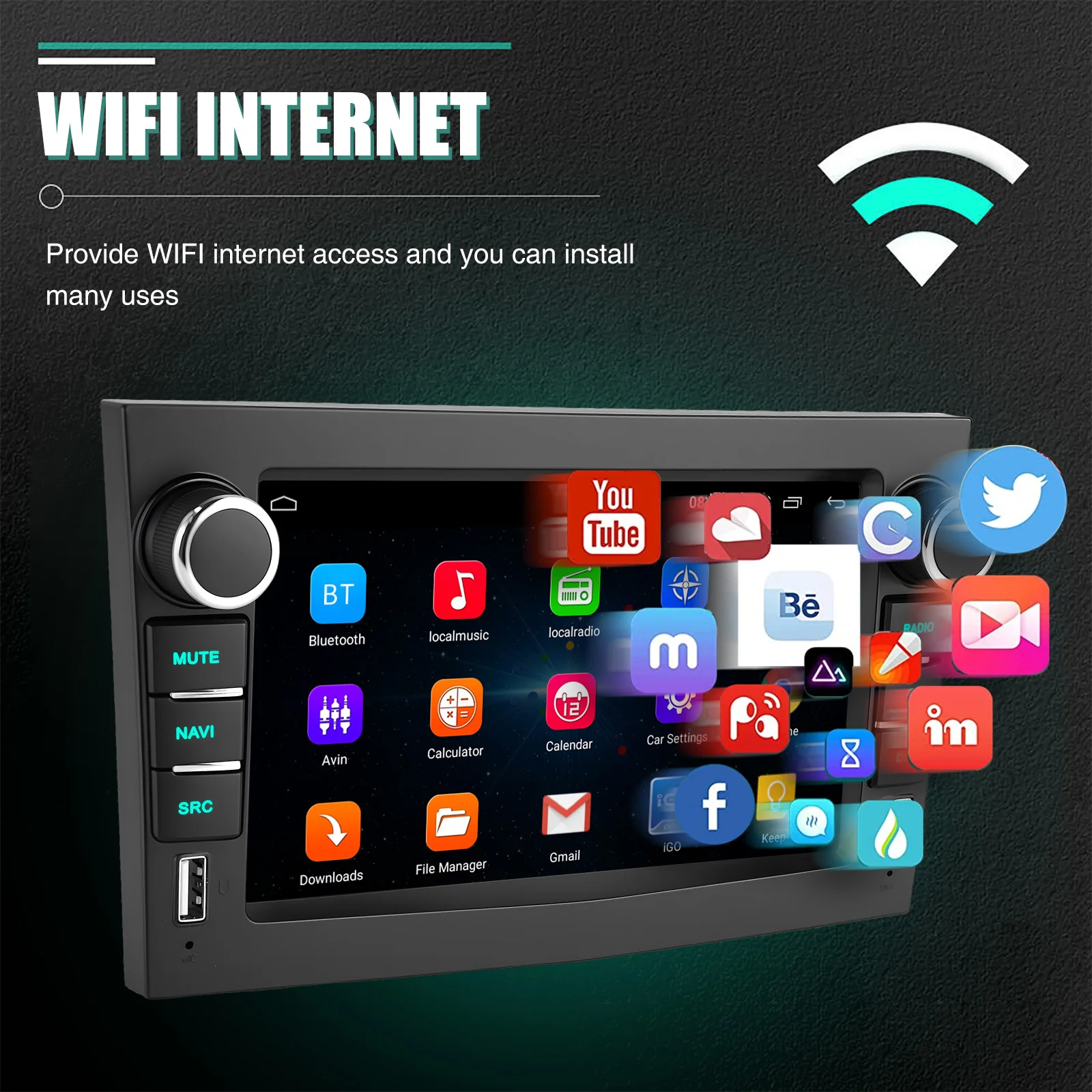 ESSGOO Autoradio Android 14 7" 4+64GB für Opel Vauxhall Corsa C/D Zafira B Astra H Vectra C Wireless Carplay Android Auto GPS Navigation FM BT WIFI Lenkradsteuerung RDS Dual USB Typ C KI Stimme Multimedia-Videoplayer – Detail 10