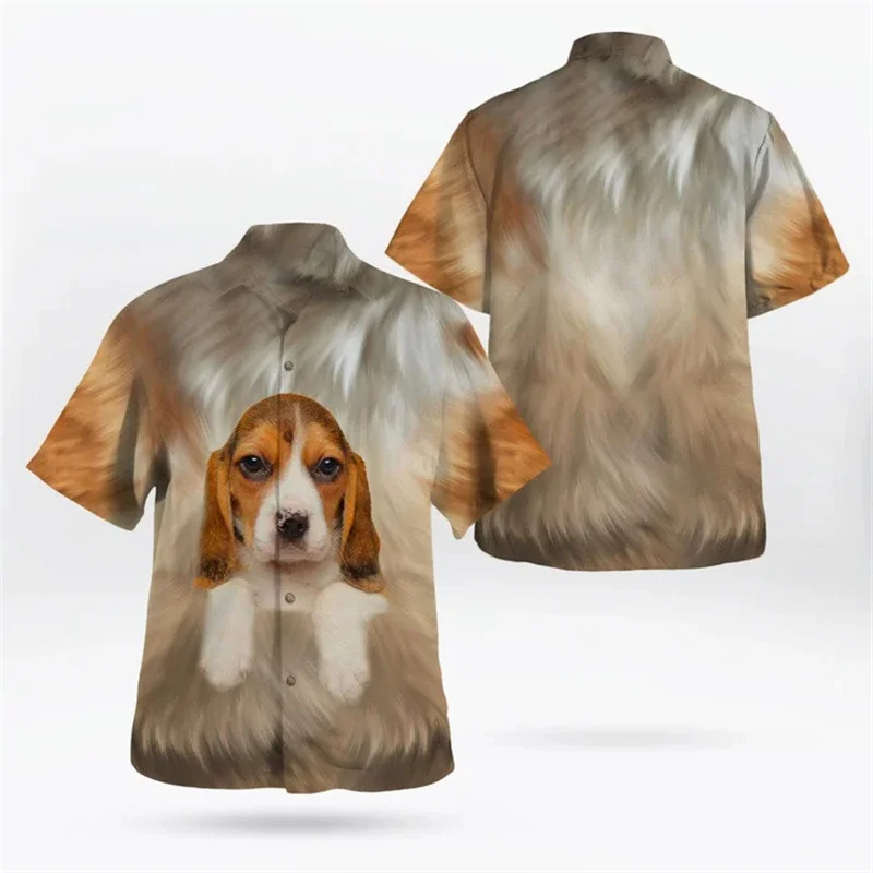 

Гавайские рубашки с 3D-принтом «Собачья собака», летняя уличная рубашка, модные мужские и женские рубашки, Детская Милая рубашка на пуговицах